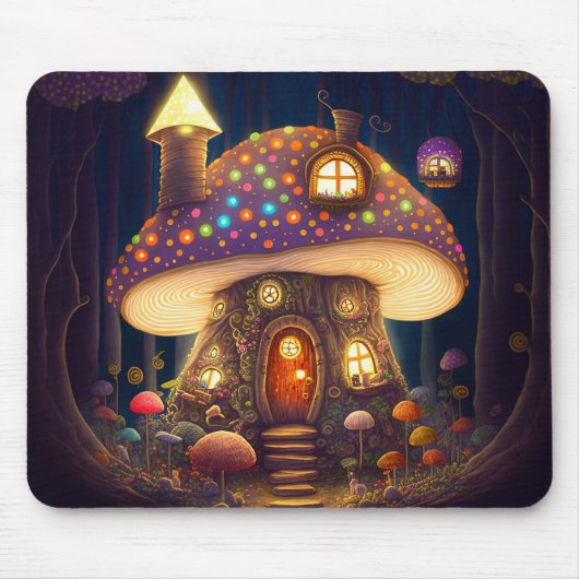 Mushroom House Fantasy Art Mousepad (Vorne)