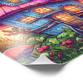 Mushroom House Fantasy Art Poster (Ecke)