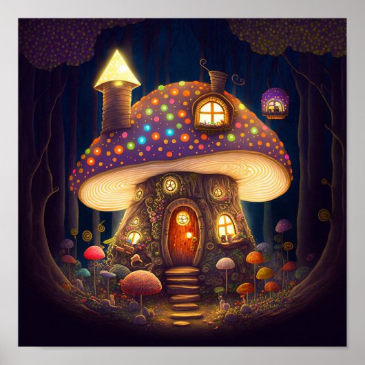 Mushroom House Fantasy Art Poster (Vorne)