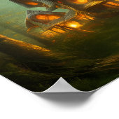 Mushroom House Forest Fantasy Art Poster (Ecke)