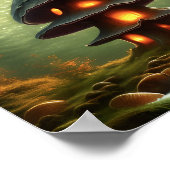 Mushroom House Forest Fantasy Art Poster (Ecke)