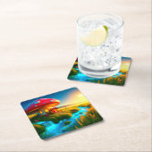 Mushroom House Rechteckiger Pappuntersetzer (Vor Ort)