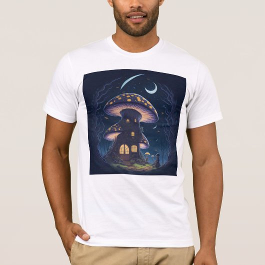 Mushroom House Under a Crescent Moon T-Shirt (Vorderseite)