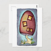 Mushroom House Watercolor Postkarte (Vorne/Hinten)