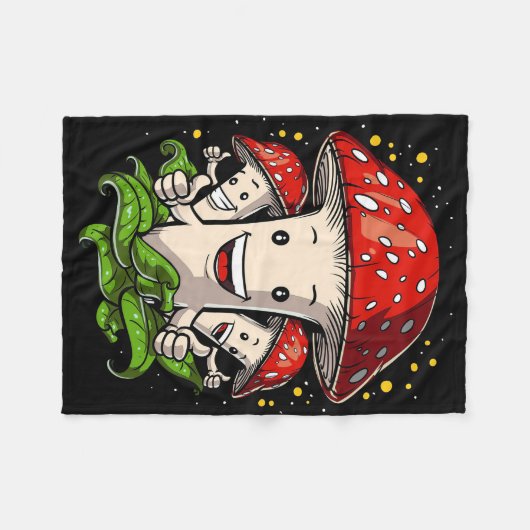Mushroom Hunter Funny Magic Pilze Fleecedecke (Vorderseite (Horizontal))