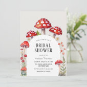 Mushroom Hütte Woodland Bridal Dusche Einladung (Stehend Vorderseite)
