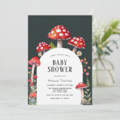 Mushroom Hütte Woodland Kinderdusche Einladung (Stehend Vorderseite)