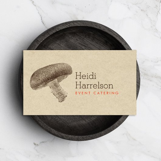 Mushroom Illustration Brown/Tan - Catering, Koch Visitenkarte