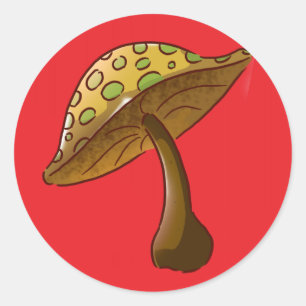 Mushroom in Rot Runder Aufkleber