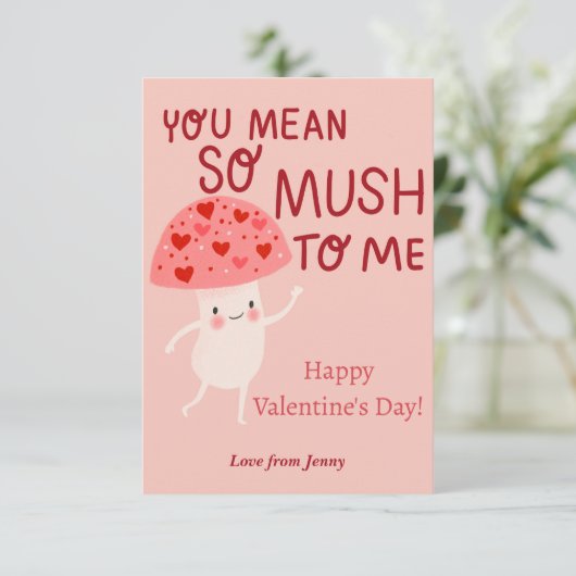 Mushroom-Klassenzimmer Valentine Note Card Einladung (Stehend Vorderseite)