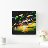 Mushroom Lake Quadratische Wanduhr (Zuhause)