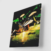 Mushroom Lake Quadratische Wanduhr (Winkel)