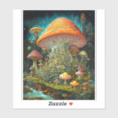 Mushroom Landscape Surreal Fantasy Art Aufkleber (Blatt)