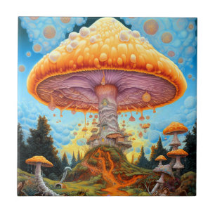 Mushroom Landscape Surreal Fantasy Art Fliese
