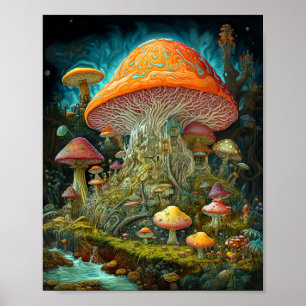 Mushroom Landscape Surreal Fantasy Art Poster