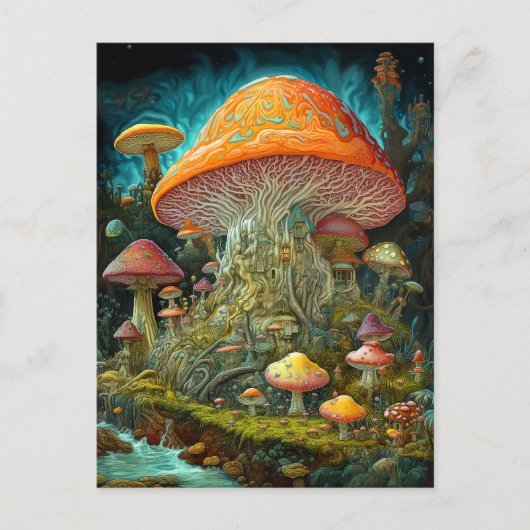 Mushroom Landscape Surreal Fantasy Art Postkarte (Vorderseite)