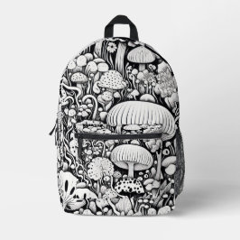 Mushroom-Linie zeichnend Bedruckter Rucksack