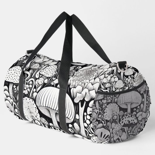 Mushroom-Linie zeichnend Duffle Bag (Rechte Ecke)