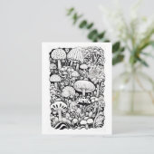 Mushroom-Linie zeichnend Klein Postkarte (Stehend Vorderseite)