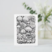 Mushroom-Linie zeichnend Postkarte (Stehend Vorderseite)