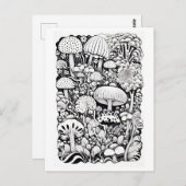 Mushroom-Linie zeichnend Postkarte (Vorne/Hinten)