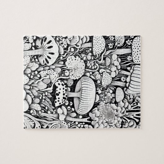 Mushroom-Linie zeichnend Puzzle (Horizontal)