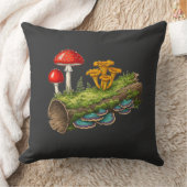 Mushroom Log Fantasy Fungi Illustration Kissen (Decke)