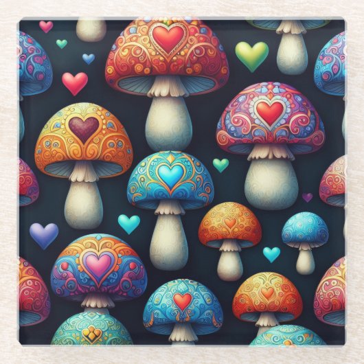 Mushroom Love Glasuntersetzer (Vorderseite)