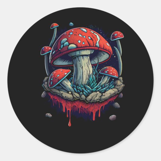 mushroom_madness_design runder aufkleber (Vorderseite)