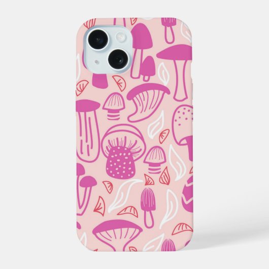 Mushroom Magenta Pink iPhone 15 Hülle (Rückseite)