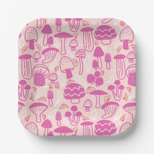 Mushroom Magenta Pink Pappteller (Vorderseite)