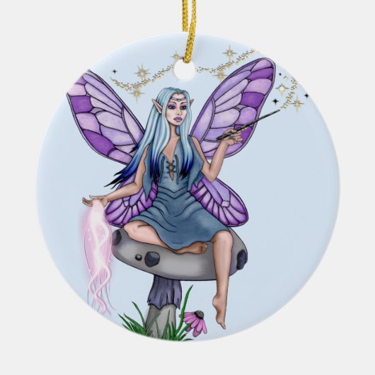 Mushroom Magic Fairy Keramik Ornament (Vorne)