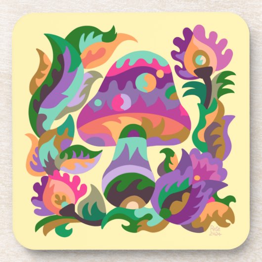 Mushroom Magic Rainbow Glass Untersetzer (Vorderseite)