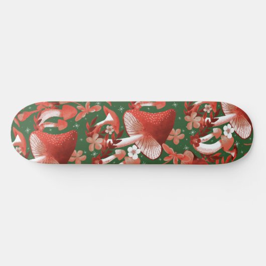 Mushroom Magic Red and Green Skateboard (Horizontal)