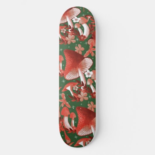 Mushroom Magic Red and Green Skateboard (Vorderseite)