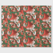 Mushroom Magic Red and Green Tissue Paper Geschenkpapier (Flach)