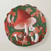 Mushroom Magic Rundes Kissen (Rückseite)