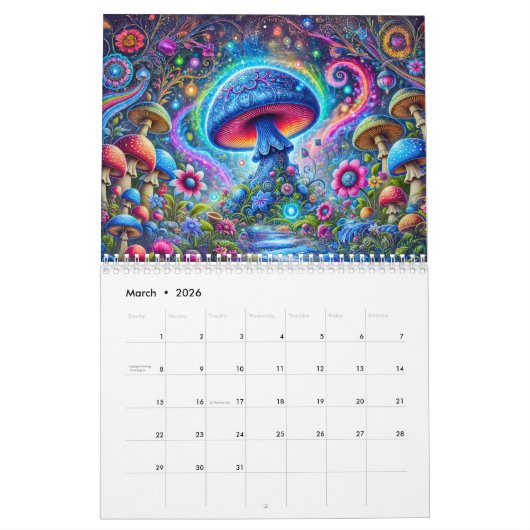 Mushroom Mandalas – Psychedelic Fungi Visions 2026 Kalender (Mär 2026)