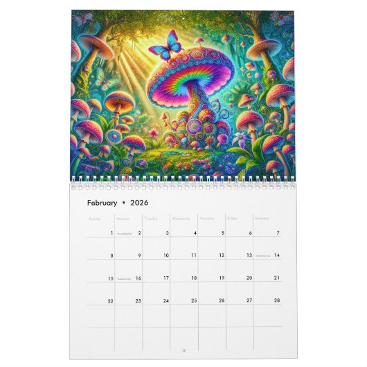 Mushroom Mandalas – Psychedelic Fungi Visions 2026 Kalender (Feb 2026)