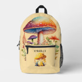 Mushroom Monogram Yellow Modern Bedruckter Rucksack (Vorderseite)
