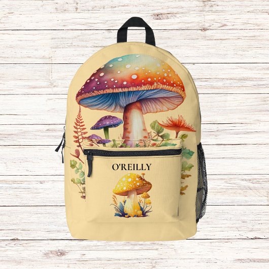 Mushroom Monogram Yellow Modern Bedruckter Rucksack