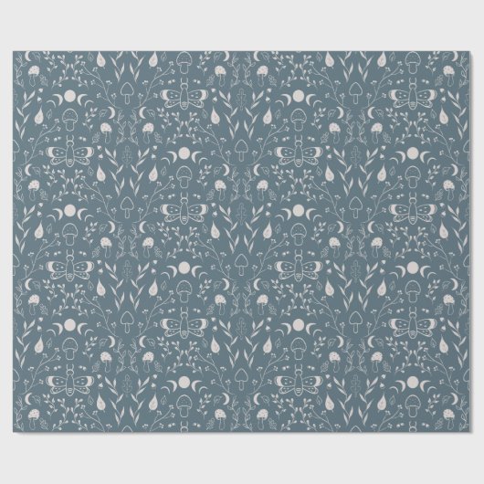 Mushroom Moon Dragonfly Niedliches Herbstmuster Bl Geschenkpapier (Flach)