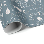 Mushroom Moon Dragonfly Niedliches Herbstmuster Bl Geschenkpapier (Rolleneckpunkt)