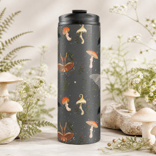 Mushroom Moth Butterfly Pattern Thermosbecher