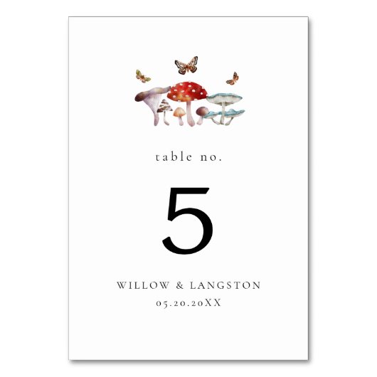 Mushroom Moth Wedding Tischnummer (Vorderseite)