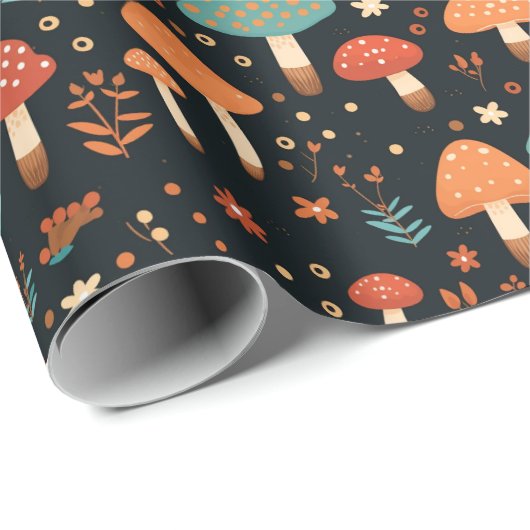 Mushroom-Muster Geschenkpapier (Rolleneckpunkt)