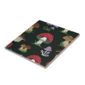 Mushroom-Muster in dunkelgrün Fliese (Seite)