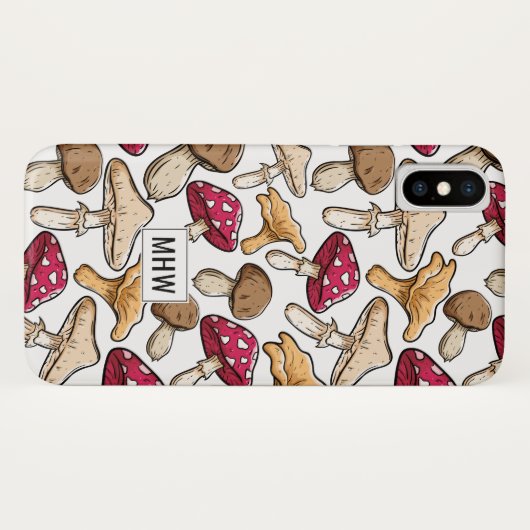 Mushroom Muster kundenspezifische monogramm Telefo Case-Mate iPhone Hülle (Rückseite (Horizontal))