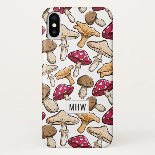Mushroom Muster kundenspezifische monogramm Telefo Case-Mate iPhone Hülle (Rückseite)
