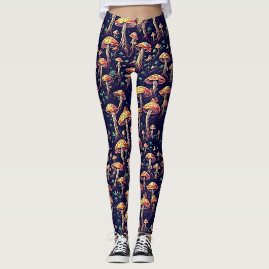 Mushroom-Muster Leggings (Vorderseite)